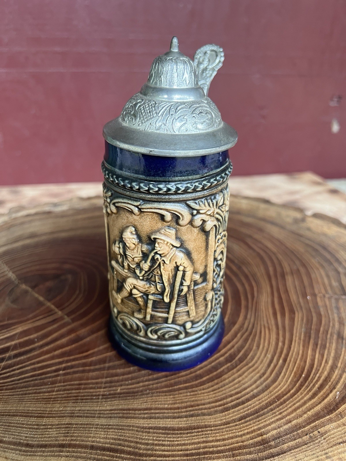 Gerz West Germany Vintage Lidded Beer Stein with Pewter Lid Man and Woman