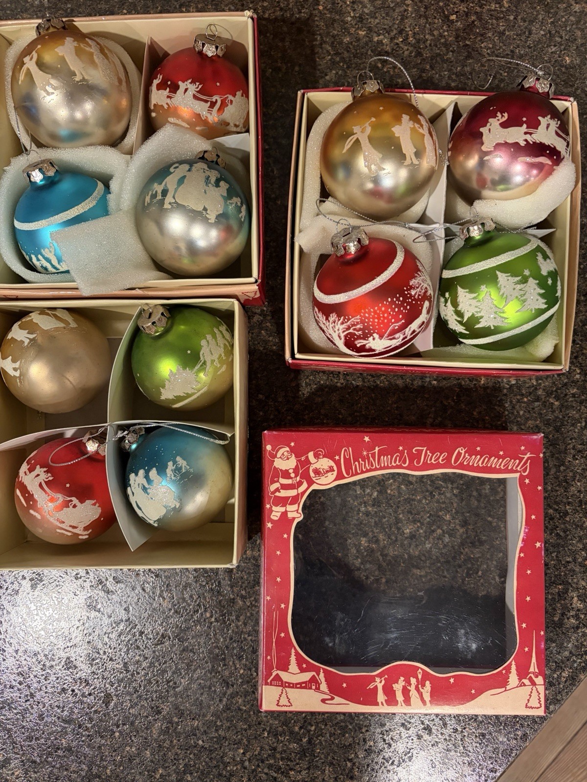 12 Bethany Lowe Designs Glass Ball Christmas Ornaments Classic Vintage Style Box