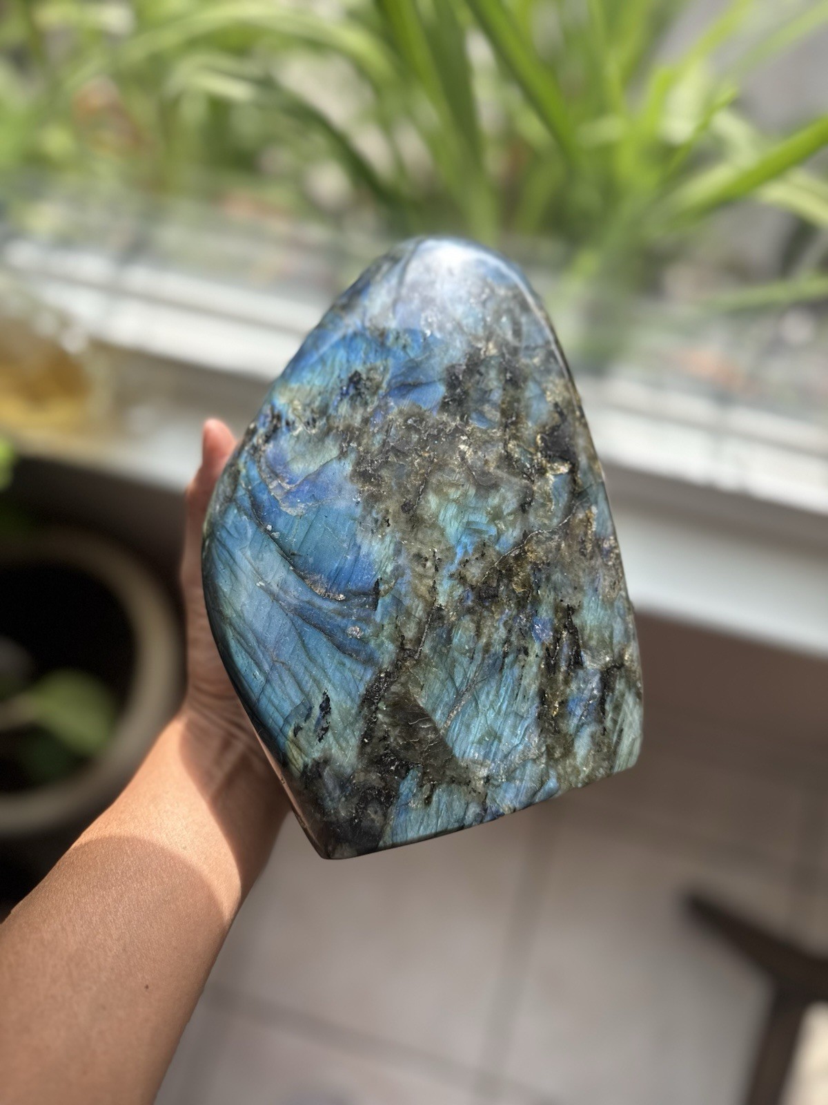 Beautiful Large Natural Polished Labradorite Freeform With Flash - 3kg