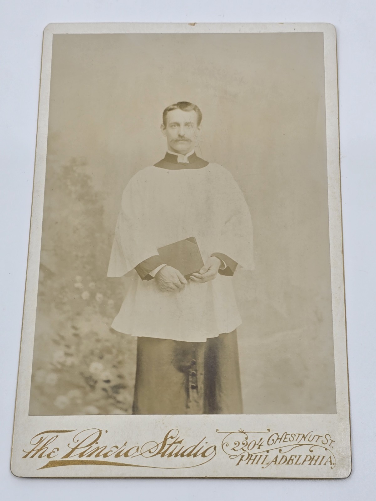 Antique 1895-1899 PRIEST Pinero Studio Cabinet Card Photograph Philadelphia PA