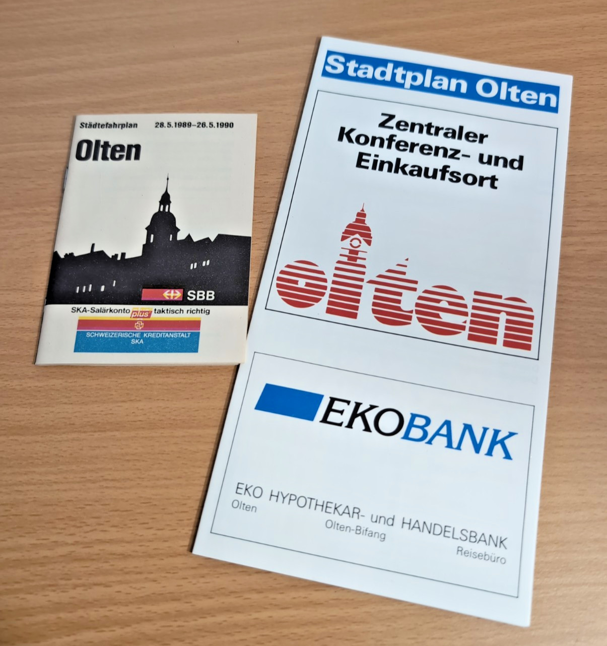VTG 1989 SBB Swiss Federal Railway Pocket Timetable & EKO Bank Flyer City Map