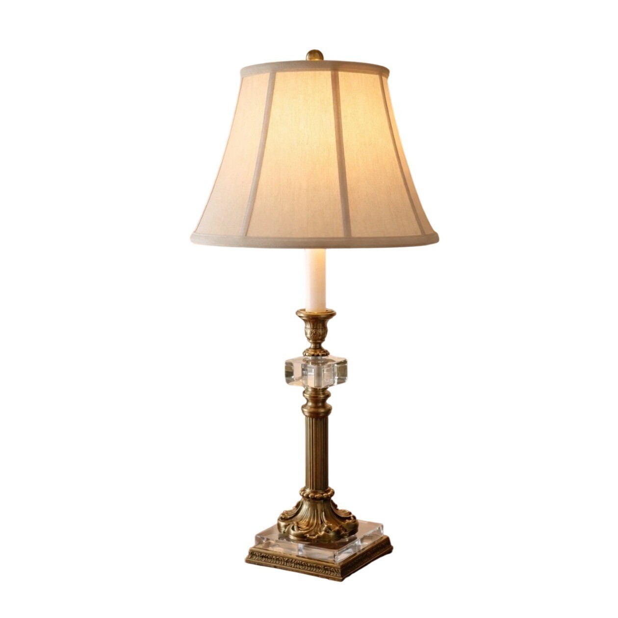 Attributed John-Richard Brass & Glass Table Lamp Neoclassical Regency Style 29