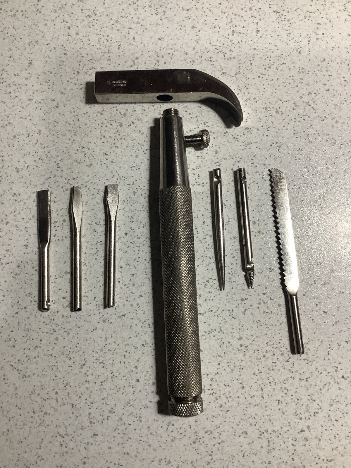 VTG Ed Wusthof 7 pc Tool Kit Complete: Hammer Saw ScrewDriver Drill Chisel Spike