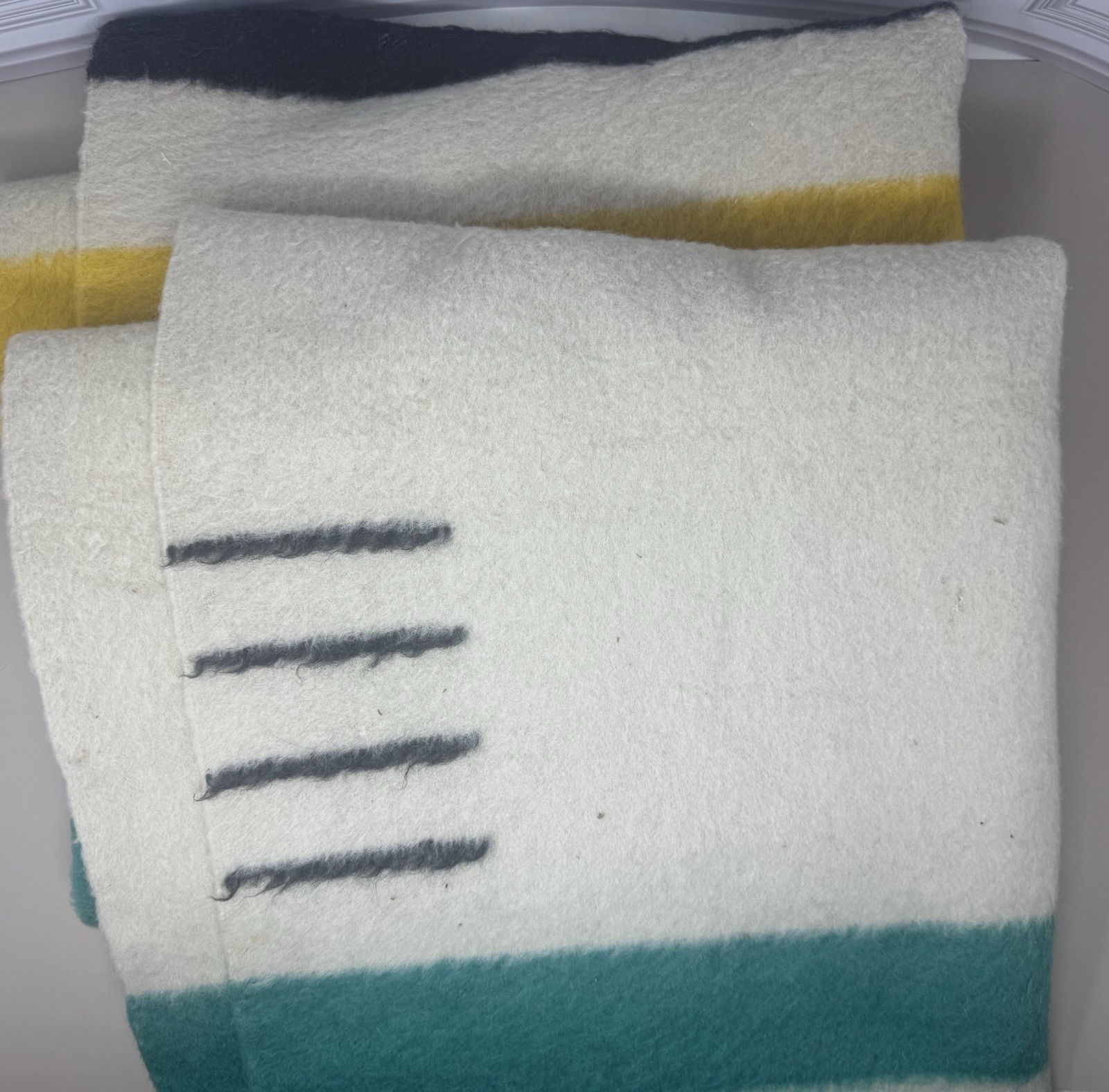 Vintage Hudson’s Bay 4 Point Wool Blanket 72x87 England Multicolor Stripes