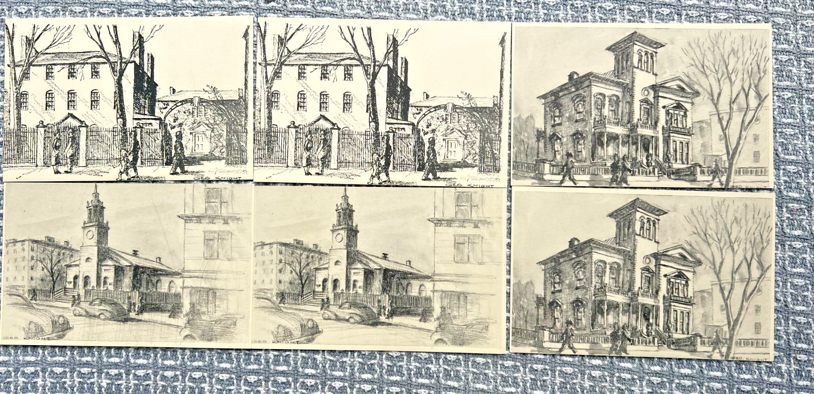 6 RARE PERFECT CONDITION Portland Maine Geo Knight Sketch Art Postcard 6 RARE PERFECT CONDITION Portland Maine Geo Knight Sketch Art Postcard
