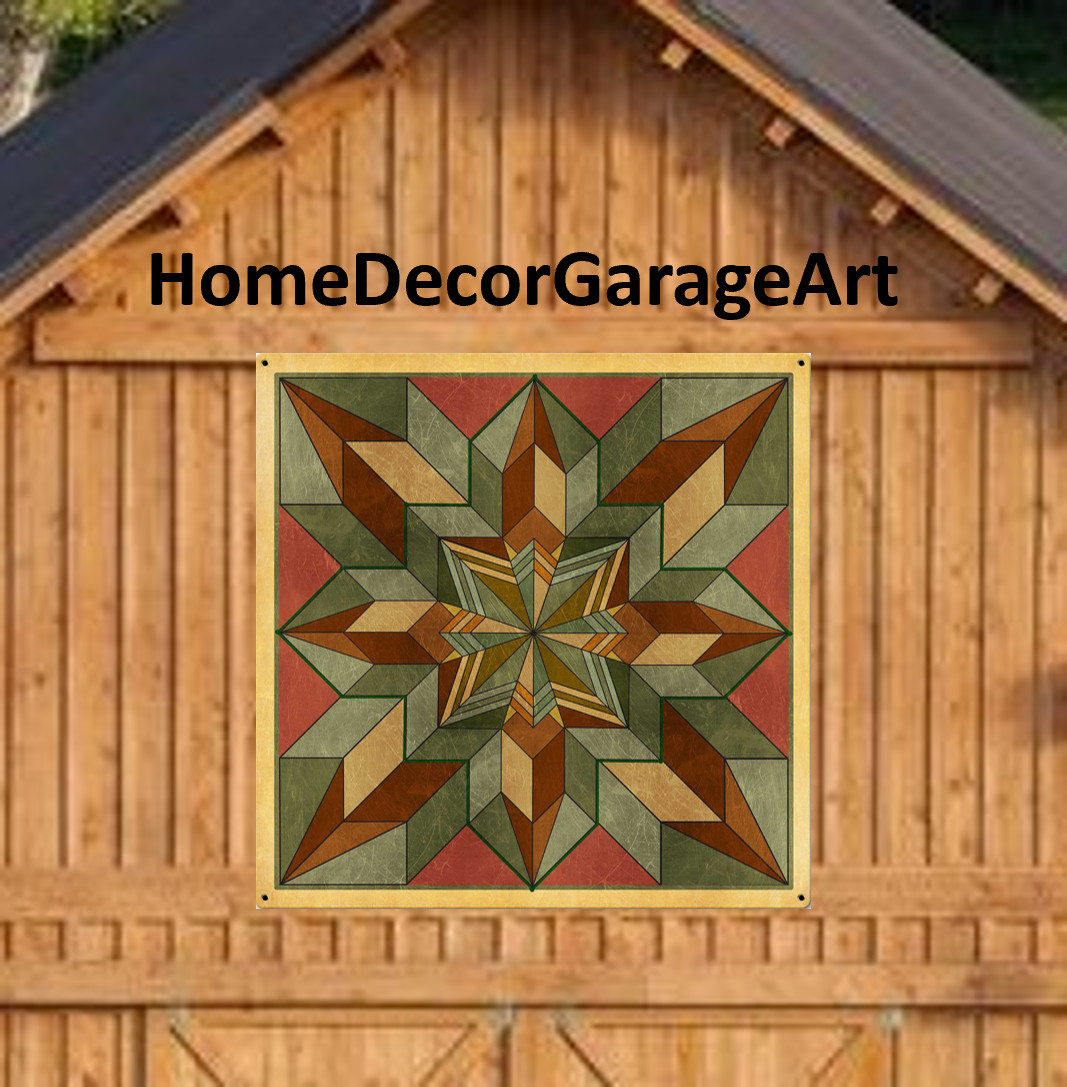 Barn Quilt Art Sign, Box Pattern Desert Tone, Pennsylvania Dutch Amish