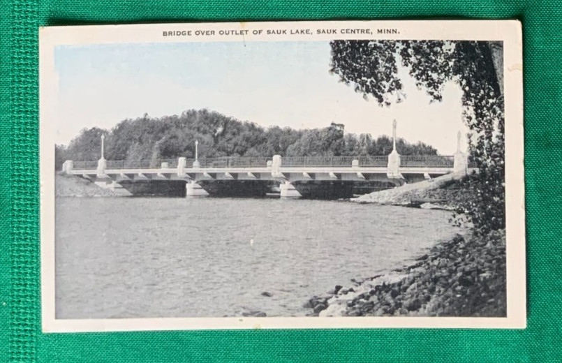 1920s VTG Photo Postcard ~ Sauk Lake Bridge Sauk Centre MN