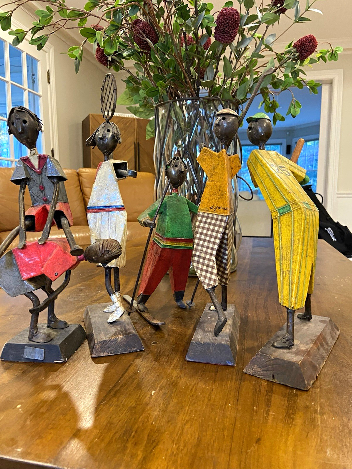 Lot of 5 Vintage Manuel Felguerez Metal Sports Sculptures Mid Century Mexican