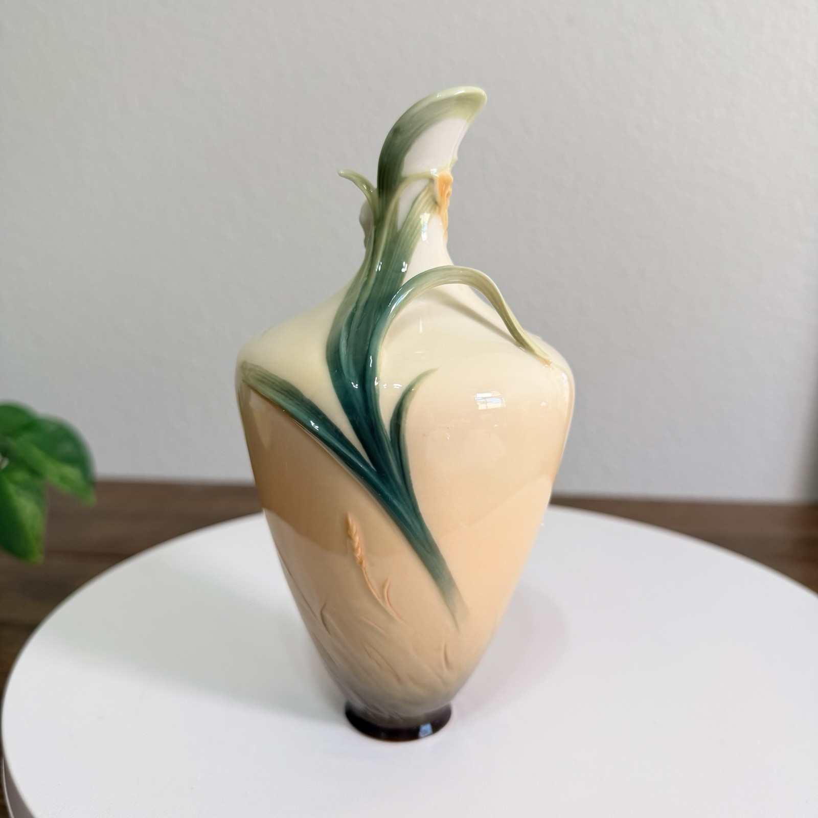 Dragonfly FRANZ Porcelain  Ewer Vase 7 in. Art Nouveau Style FZ00189
