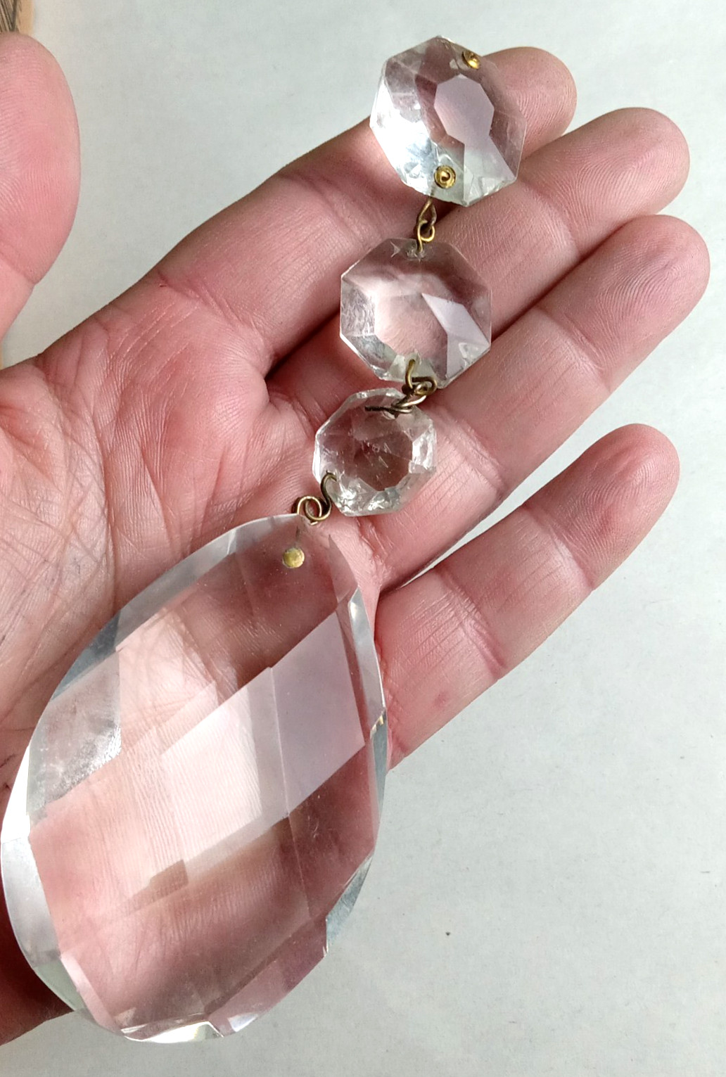 Huge Faceted Clear Cut Lead Crystal Chandelier Lamp 3\