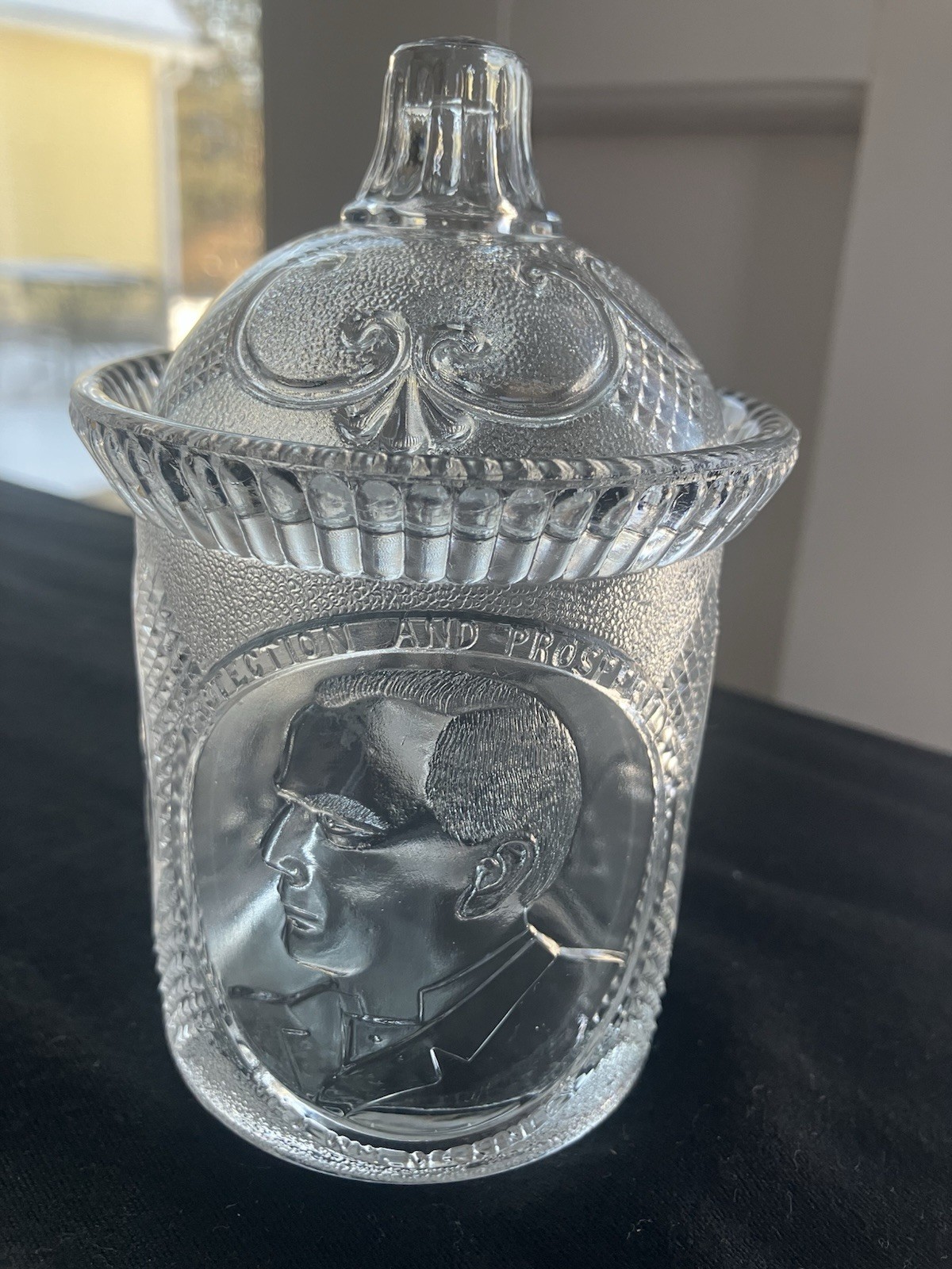 Atq EAPG 1896 William McKinley Campaign Glass Mug/Lid Atq EAPG 1896 William McKinley Campaign Glass Mug/Lid