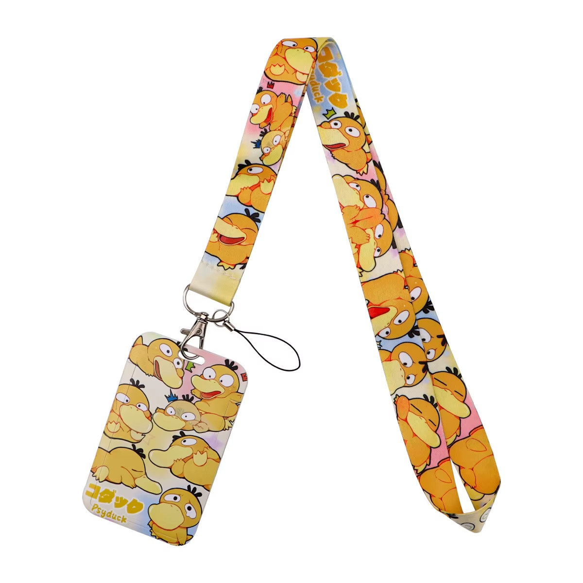 Pokemon Lanyard ID Badge Holder Psyduck Keychain Neck Strap Anime Figure Pendant Pokemon Lanyard ID Badge Holder Psyduck Keychain Neck Strap Anime Figure Pendant