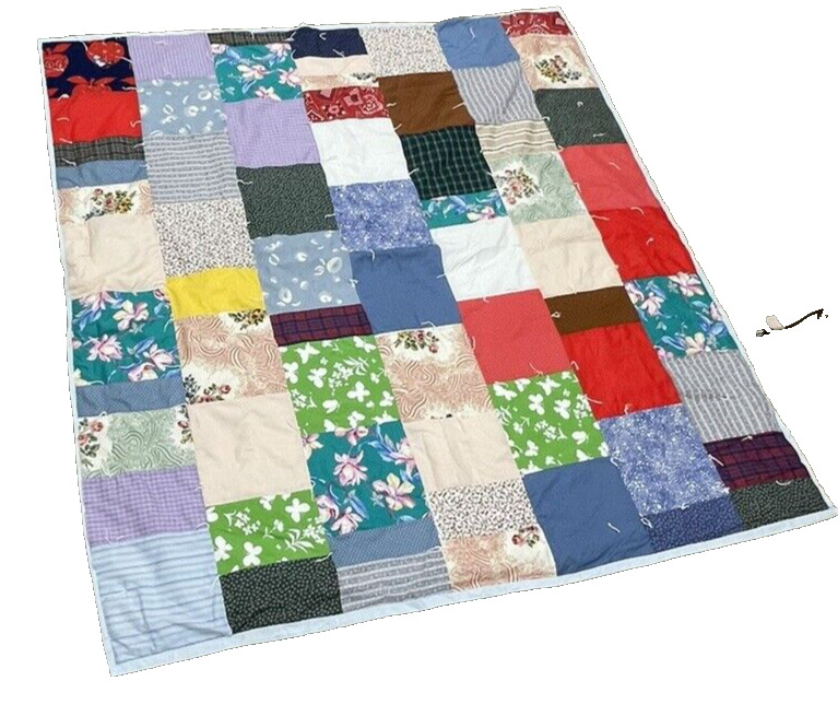 Vintage Ecclectic Square/Rectangle Mitchmatch Cutter Quilt (Approx 77\