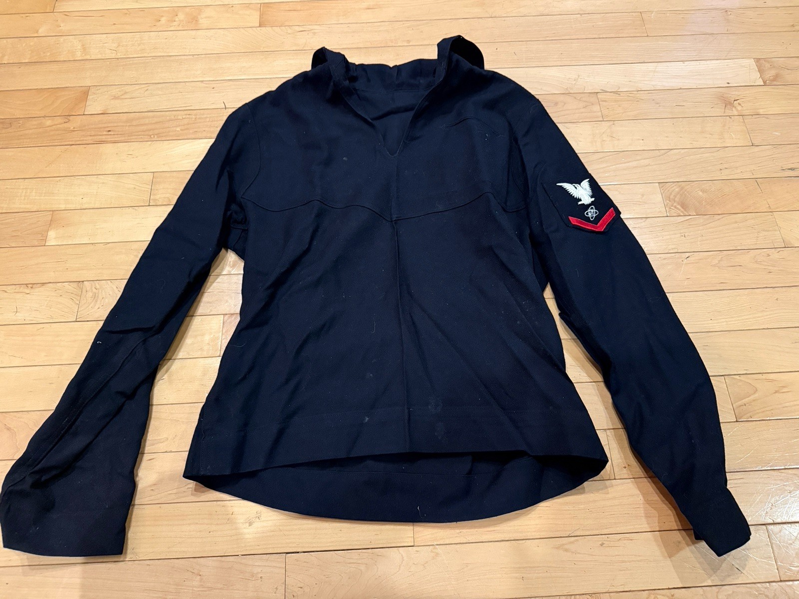 VINTAGE 1970 NAVY SAILOR UNDRESS BLUE JUMPER CRACKER JACK UNIFORM BLOUSE Mens M