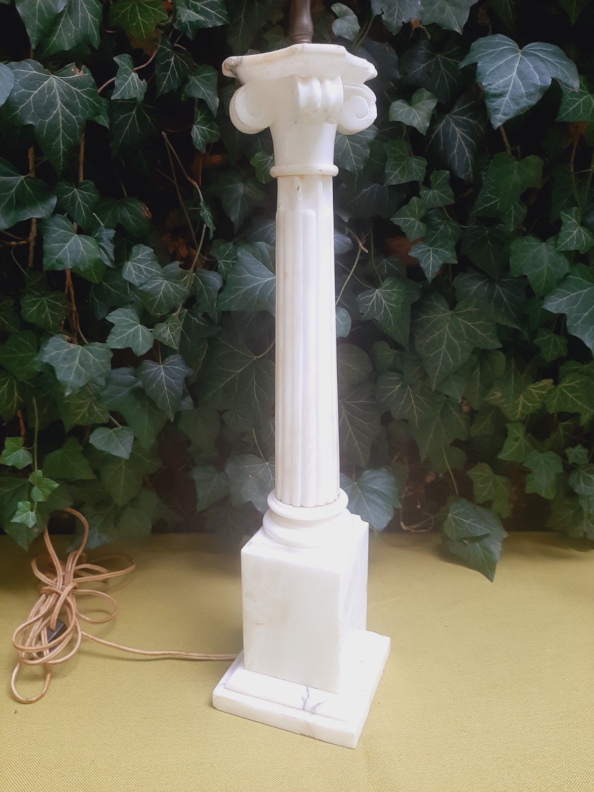Vintage Alabaster Column Pillar Tall Table Lamp Neoclassical Italian Marble