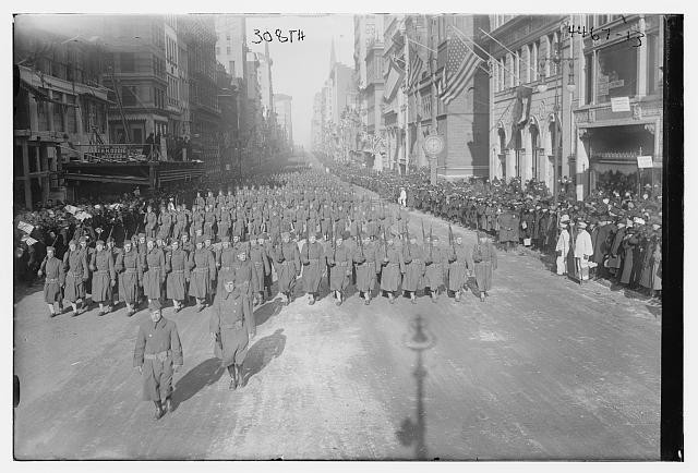 308th Infantry Parade on Fifth Avenue New York Public Library 1918 World War I
