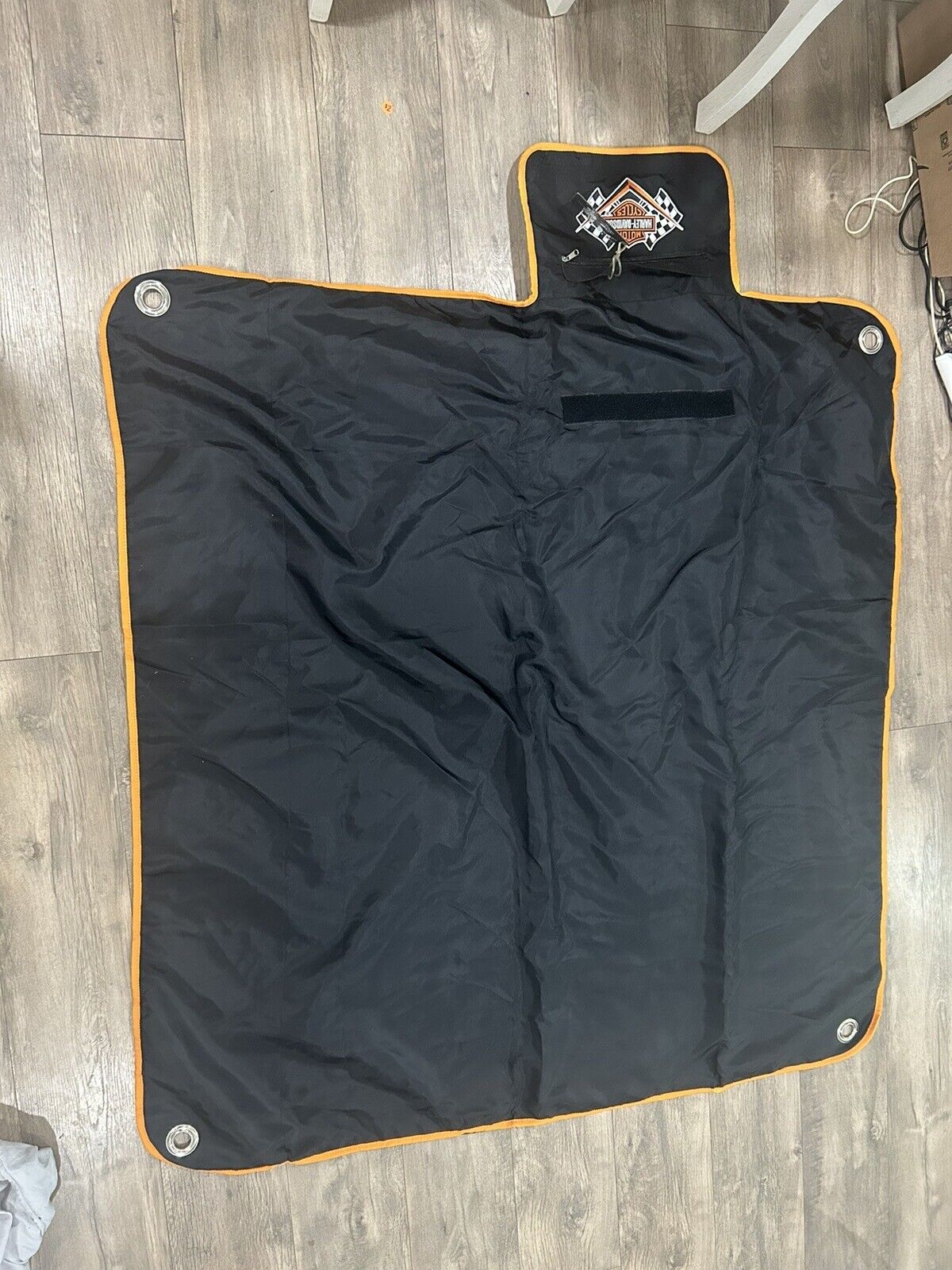 Harley Davidson Motorcycle Black Roll Up Blanket Tarp Fleece Lined  54 X 53