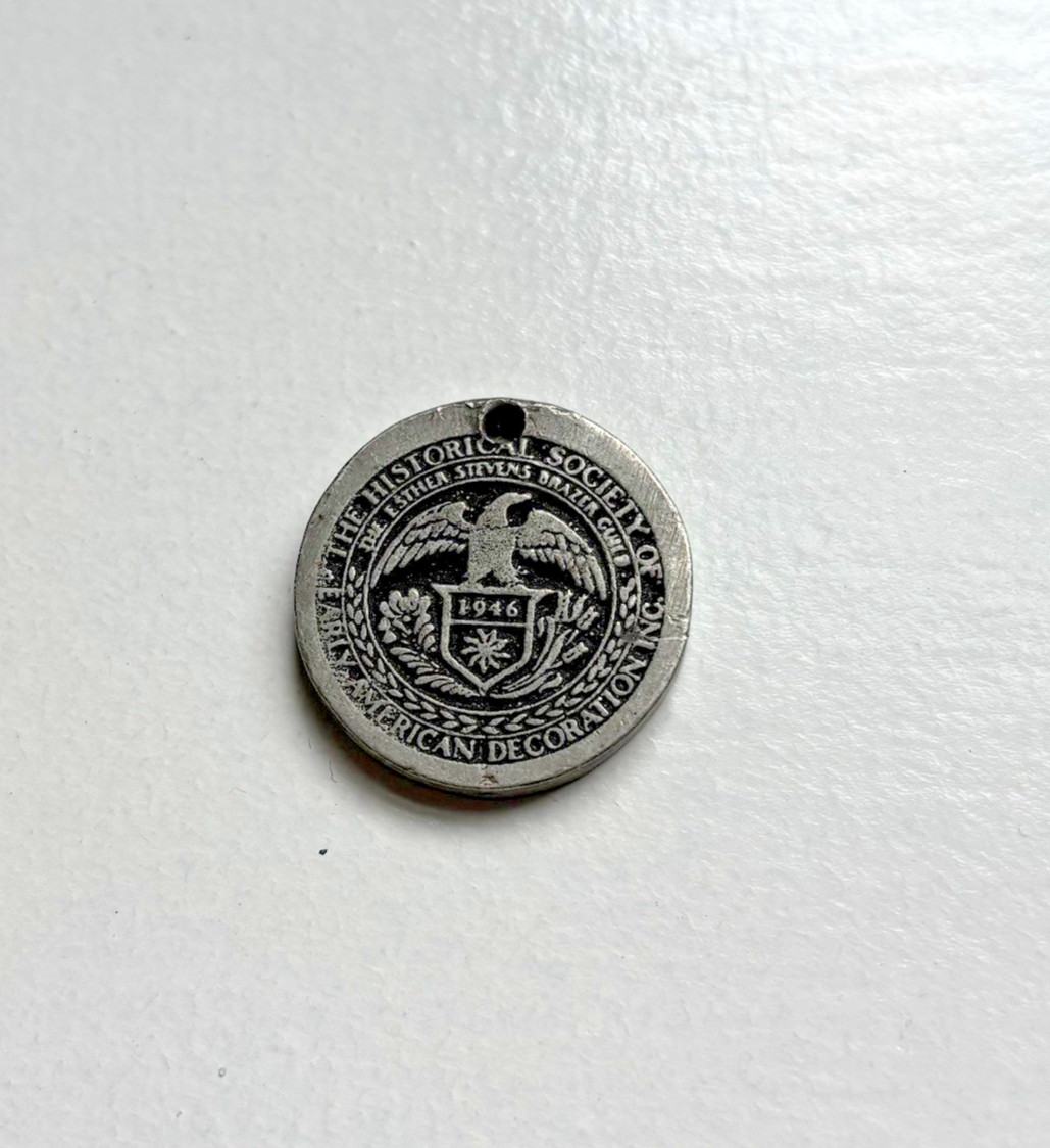 Vintage Historical Society Early American Decoration Inc Silver Charm 1946