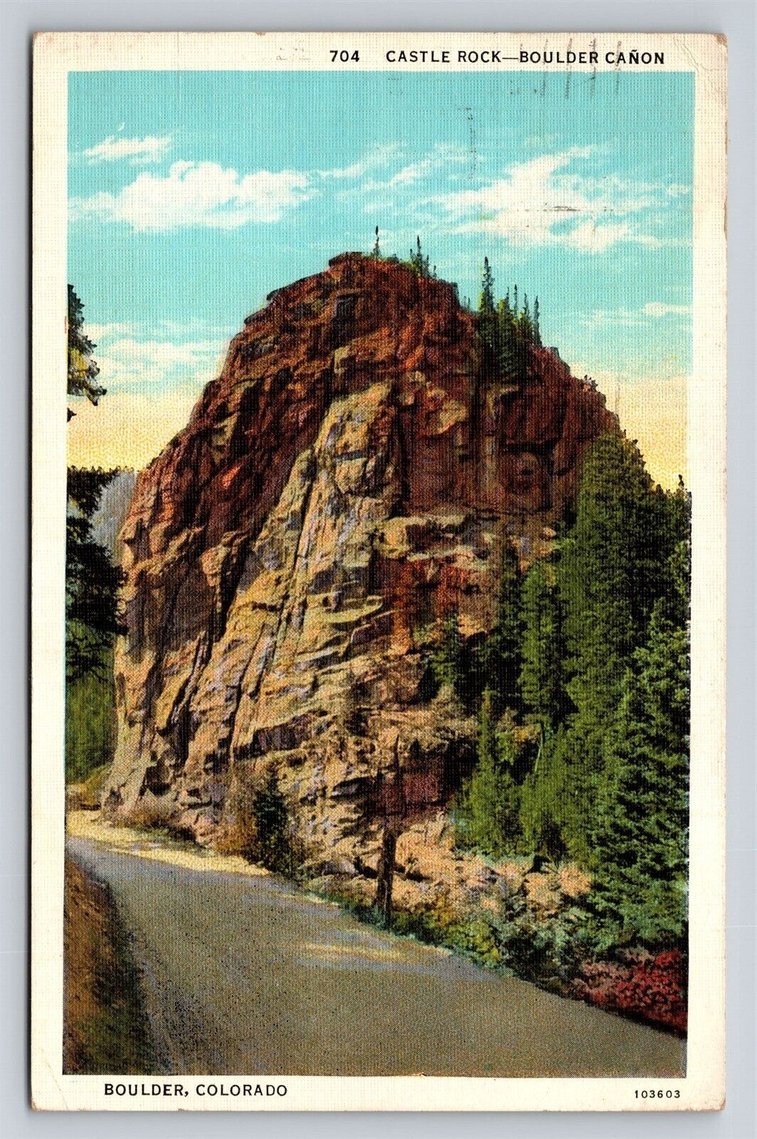 Castle Rock Boulder Canyon Colorado CO Vintage Postcard View 1930s 