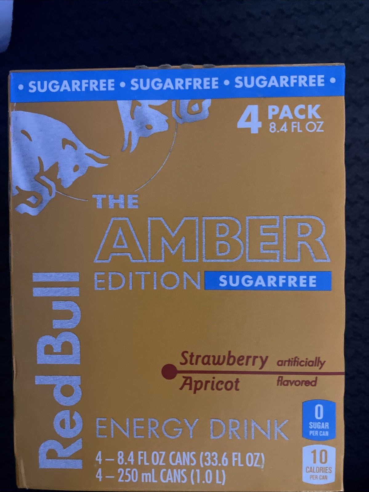 4 Red Bull Sugar Free Amber Energy Drink  8.4 Oz  BB 3-19-25 Strawberry Apricot