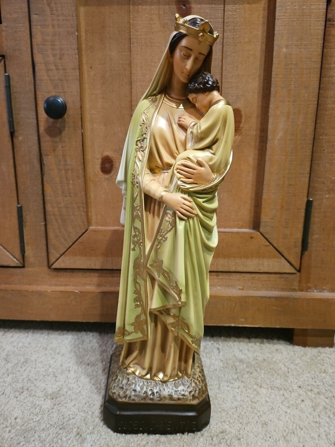 Big Antique Virgin Mary Madonna Sedes Sapientiae Monastery Altar Statue