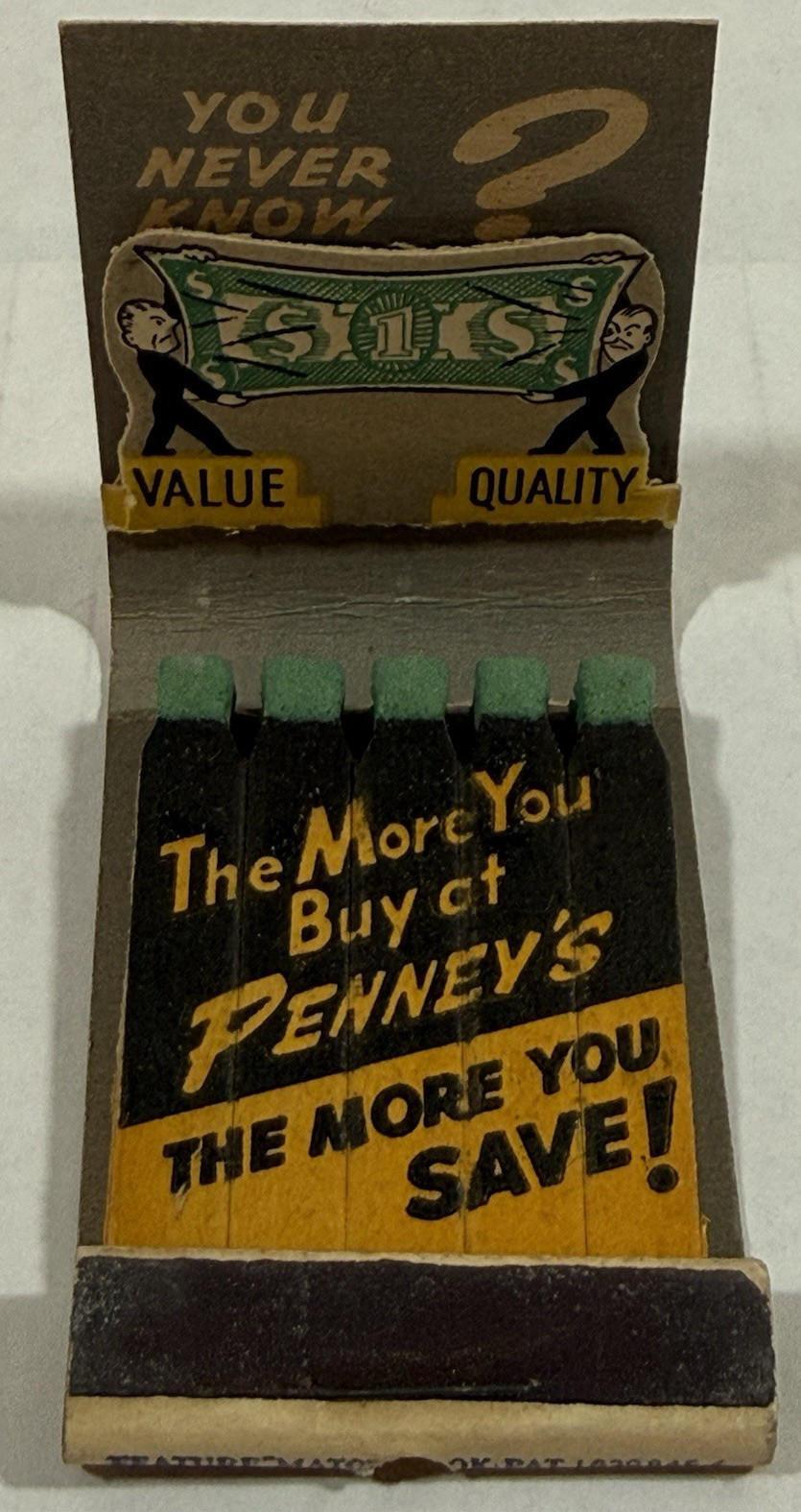 1940s Penney's Best Buy War Stamps Feature Matchbook Unstruck WW2 RARE