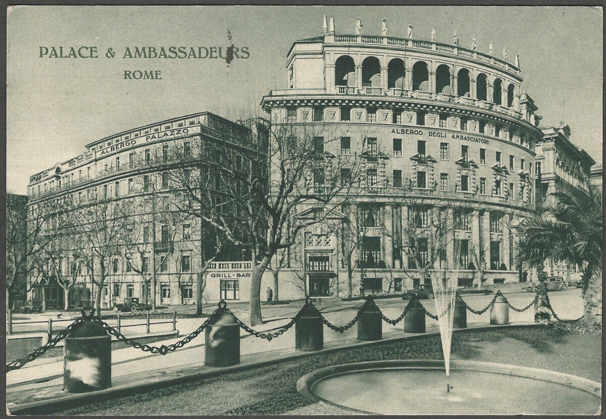 Rome italy Albergo Palazzo & Ambasasciatori Hotel Vintage Italian Postcard