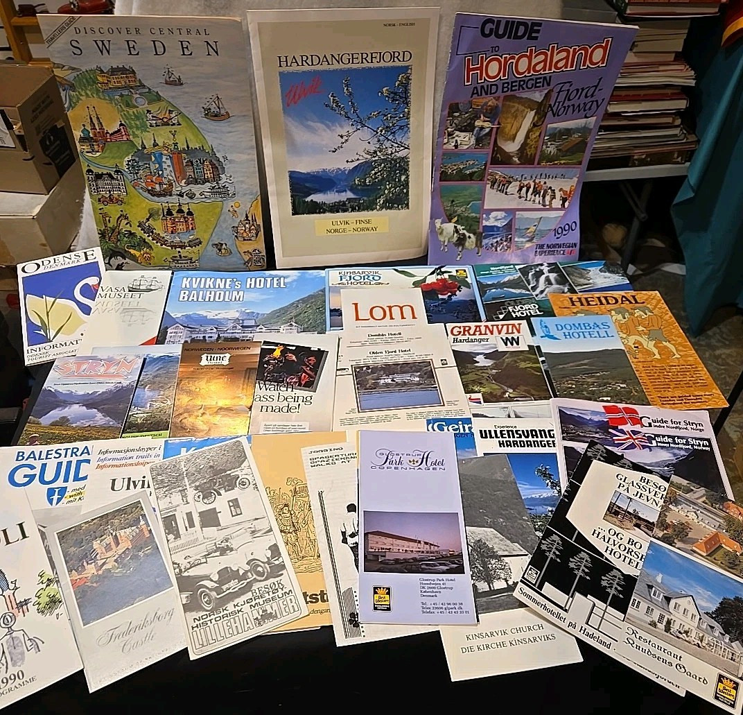 Vintage Scandinavian Travel Brochures, Hotels, Guides, LOT Norway Denmark Sweden