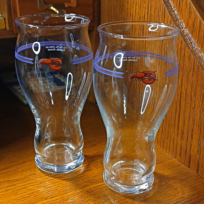 Vintage Samuel Adams Lobster 16 oz Beer Pint Glasses Set of 2, Perfect Pint
