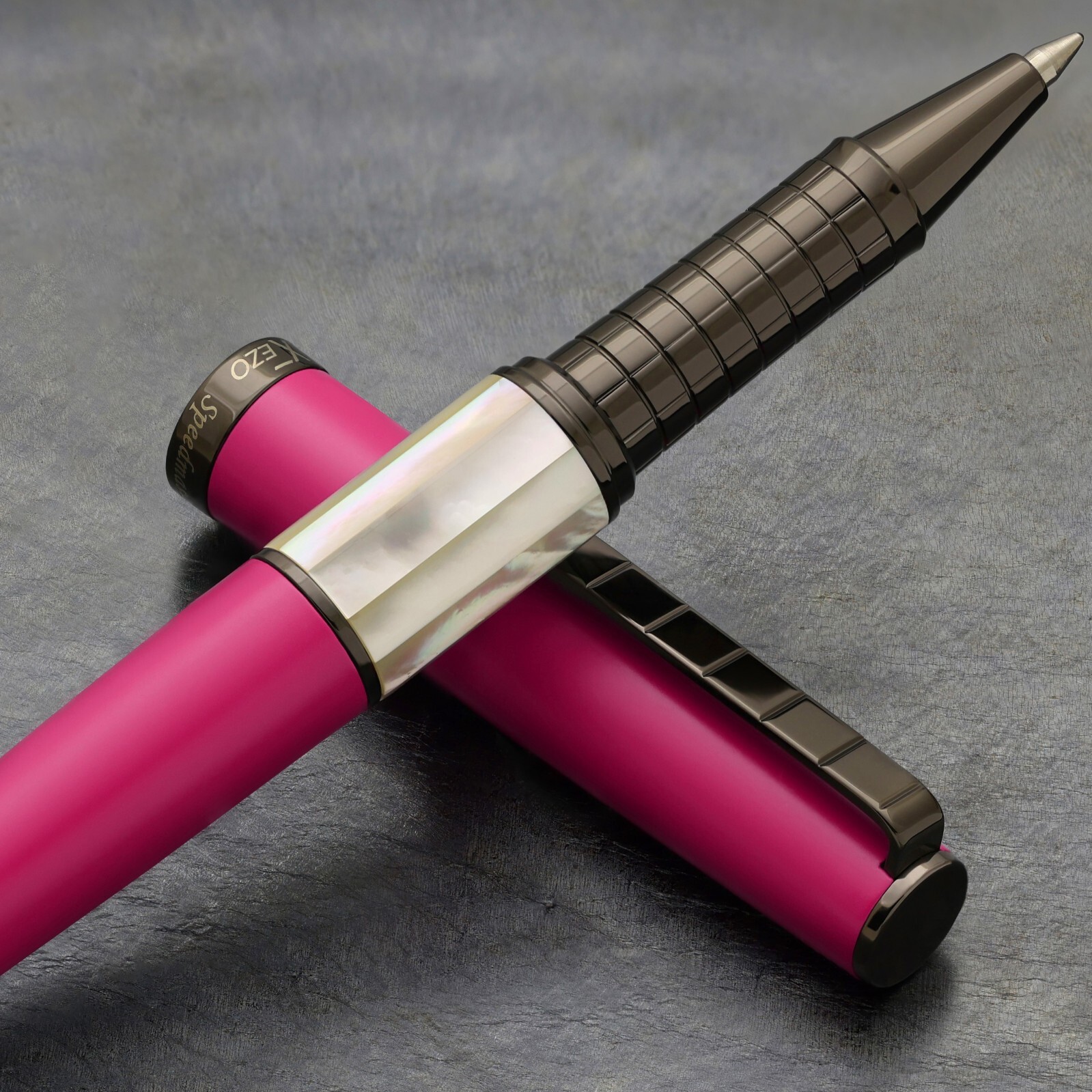 Xezo Speed Master Cerise Rollerball Pen, Fine Tip. Gunmetal Plated. Handmade, LE