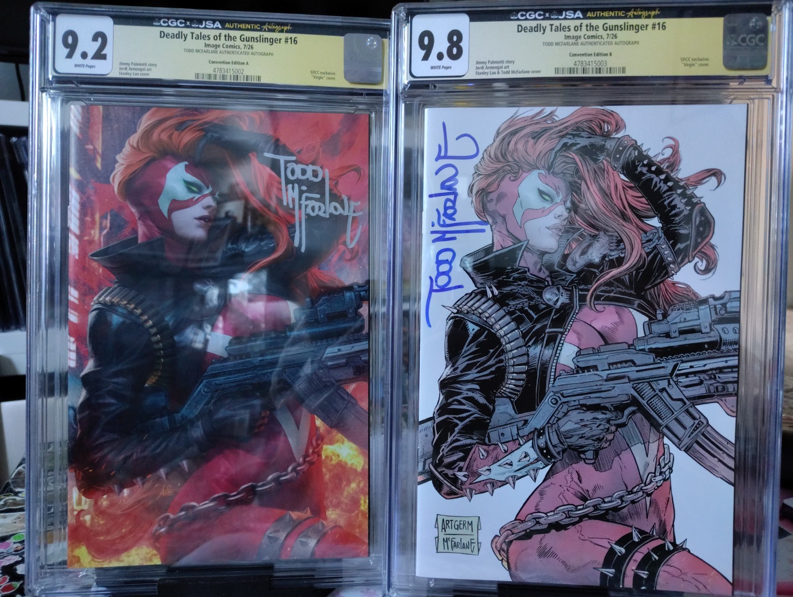 Gunslinger Spawn 16 CGC 9.8 & 9.2 Signed McFarlane Artgerm SDCC Virgin Set