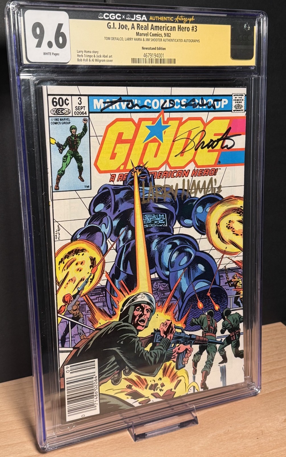 GI Joe #3 CGC JSA 9.6 Hama Shooter DeFalco Triple Signed Newsstand Top Pop 1/1
