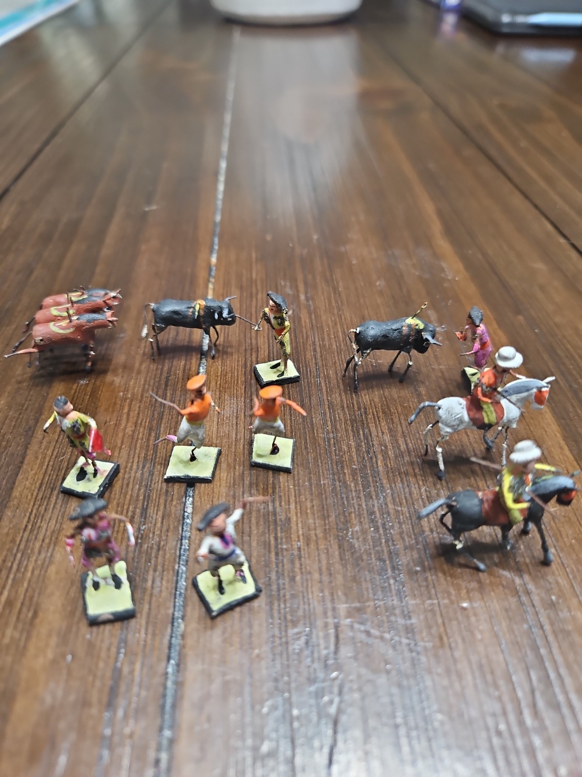Vintage 12 Miniature Mexican Folk Art Clay Wire Bull, Horses, Matador,Figures 35 Vintage 12 Miniature Mexican Folk Art Clay Wire Bull, Horses, Matador,Figures 35