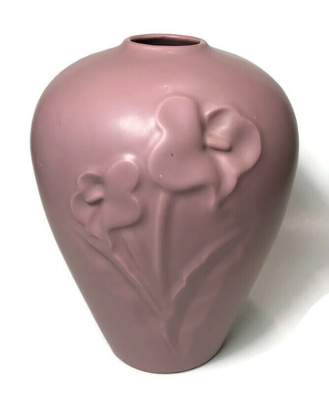 Vintage Pink Matte Glaze Flower Pottery Vase