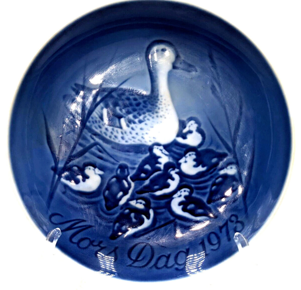 B & G Copenhagen Porcelain Denmark Mors Dag Mothers Day Plate Duck & Babies 1978