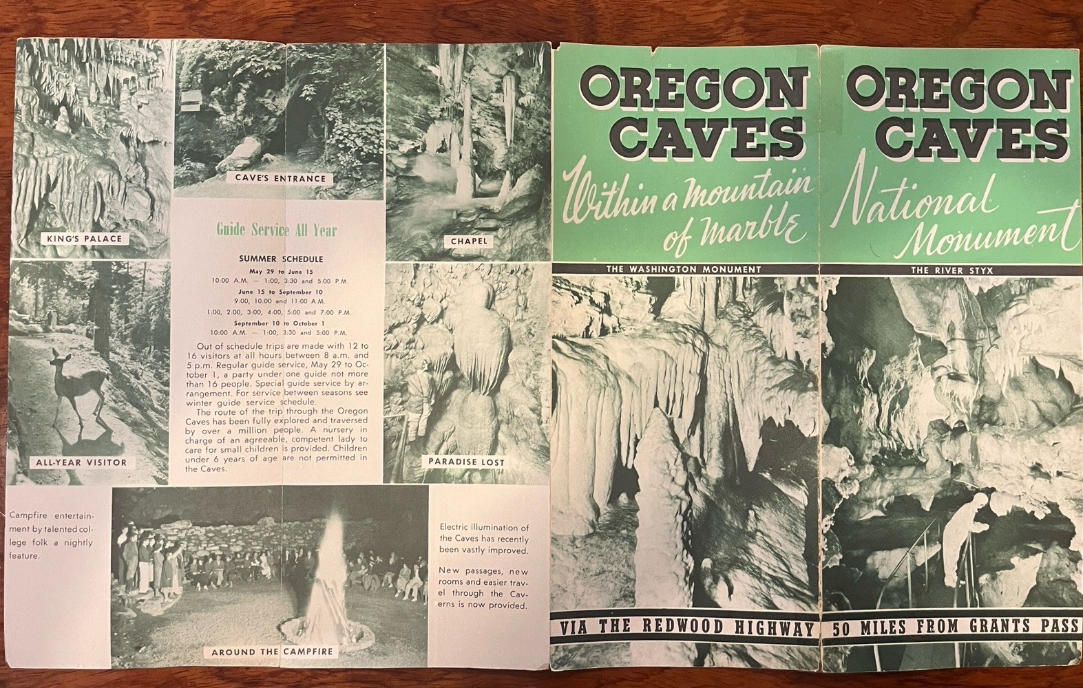 Vtg 1959 Oregon Caves Chateau Brochure National Monument Rates Map Redwood Hwy
