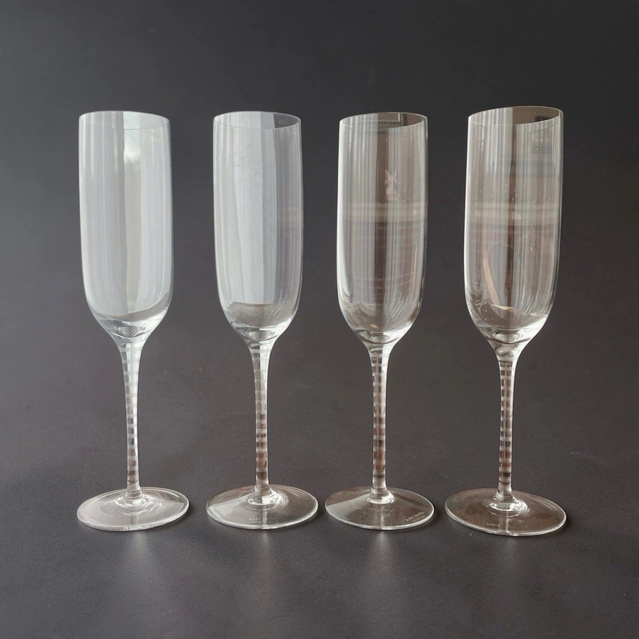 Kate Spade Lenox Southold Stripe Champagne Flutes Set 4 Crystal Glasses