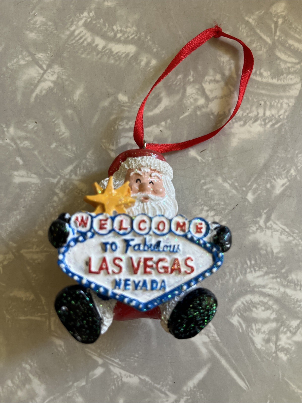 Welcome To Fabulous Las Vegas Nevada Santa Holiday Resin Hanging Ornament