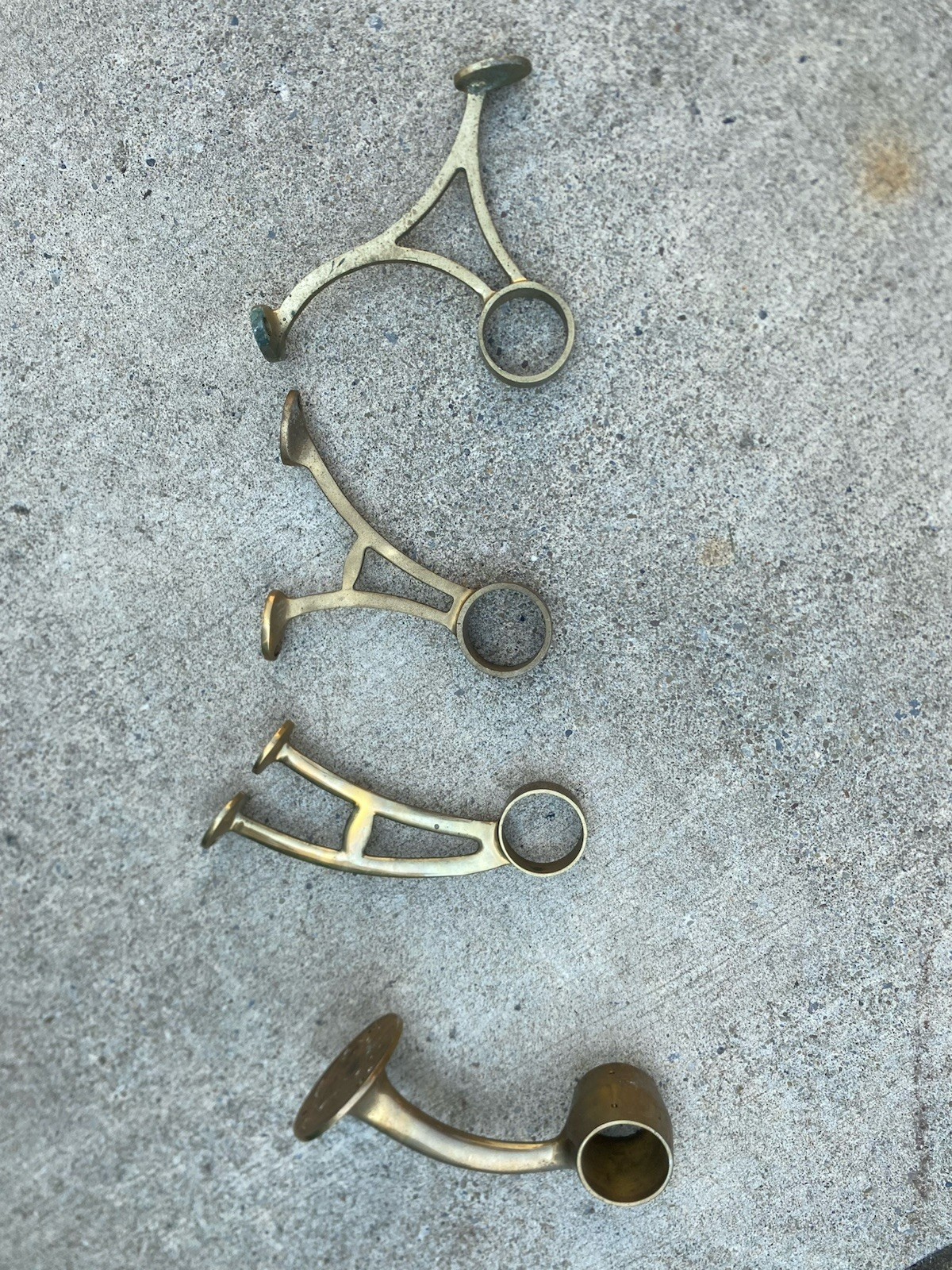 Architectural Vtg Solid Brass Foot Hand Rail Brackets set Of 4  2\