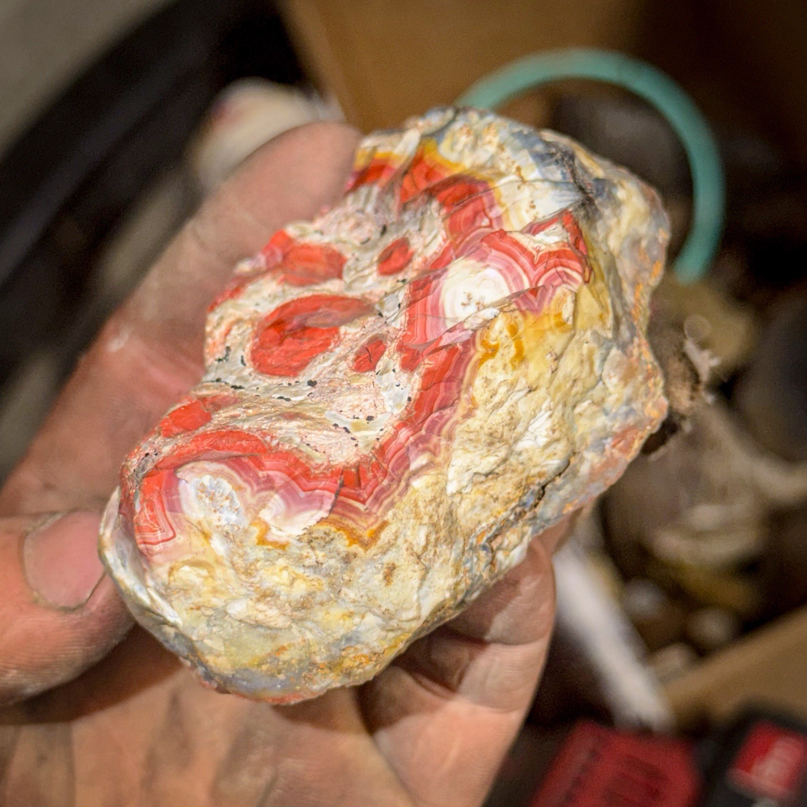 Natural Imperial Kentucky Agate Chunk With Sharp Banding *Purple Red Yellow Rare Natural Imperial Kentucky Agate Chunk With Sharp Banding *Purple Red Yellow Rare