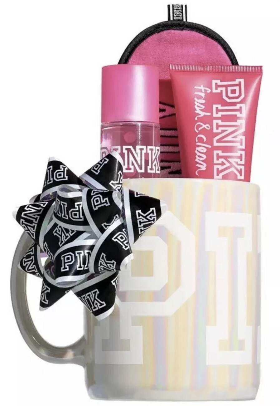 Victoria's Secret PINK Fresh & Clean Mug Gift Set HUGE Mug Mist Lotion Mask