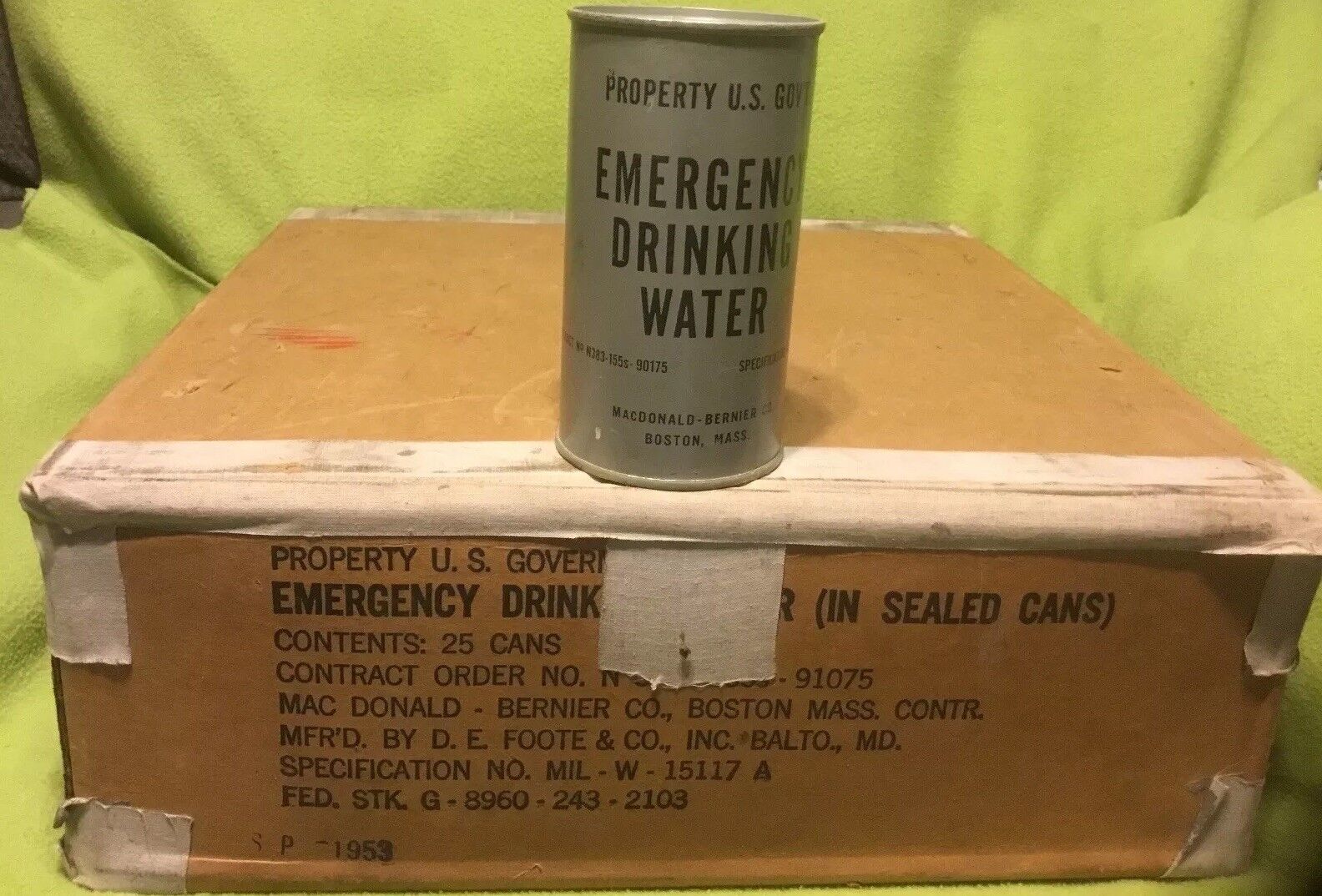 1950's ~ U.S. Military ~ Drinking Water ~ Case of 25 ~ 2 Openers ~ Original Box