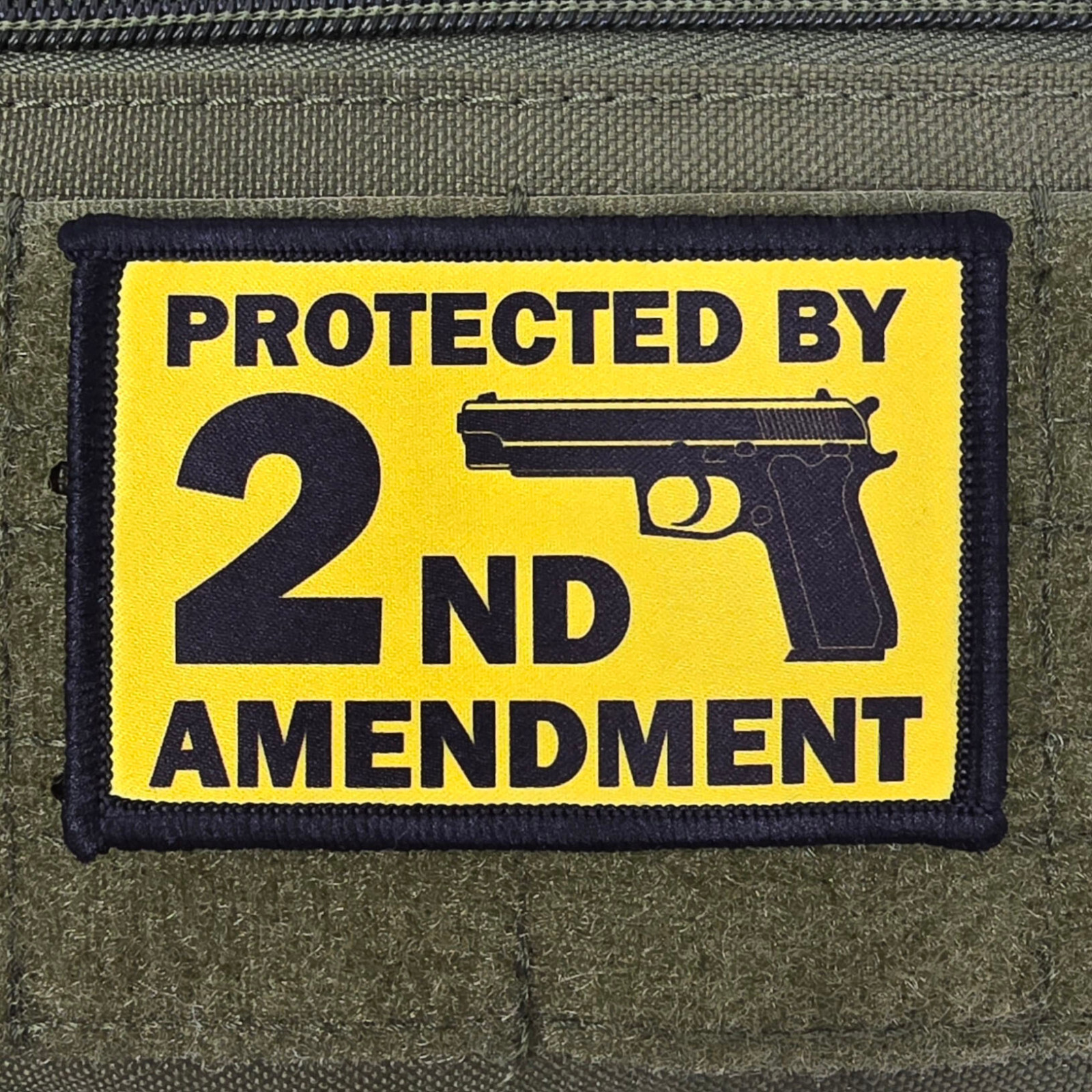 Protected By Second Amendment Patch Moral Tactical  Army USA Flag Hook & Loop