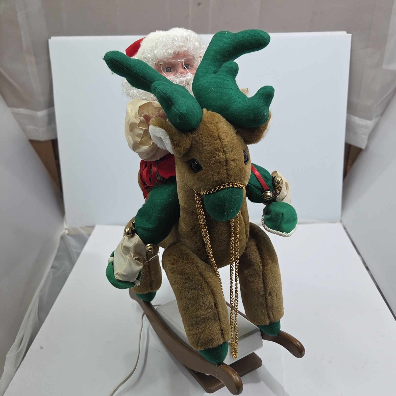 VTG 90's Santa's Best Christmas  Rocking Horse Reindeer Animated Motionette EUC