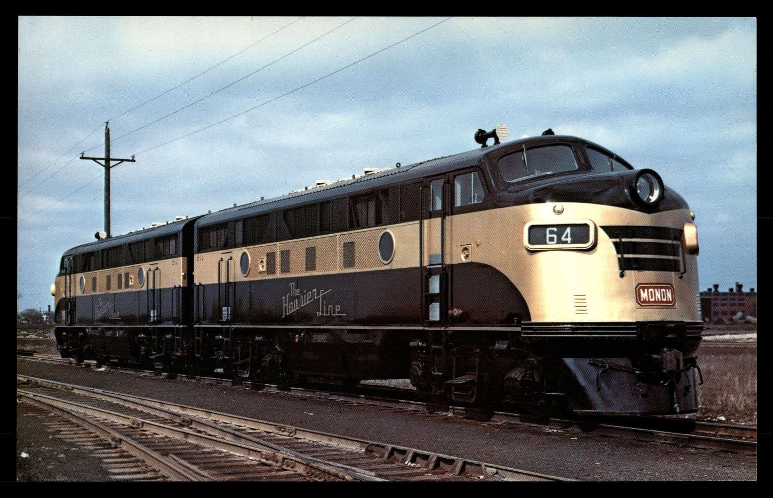 Monon Railroad HOOSIER LINE EMD Diesel Locomotive 64 Train Postcard 1976