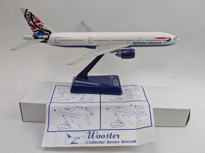 New Old Stock British Airways BOEING 777 CANADA Airplane Desk Model by Wooster