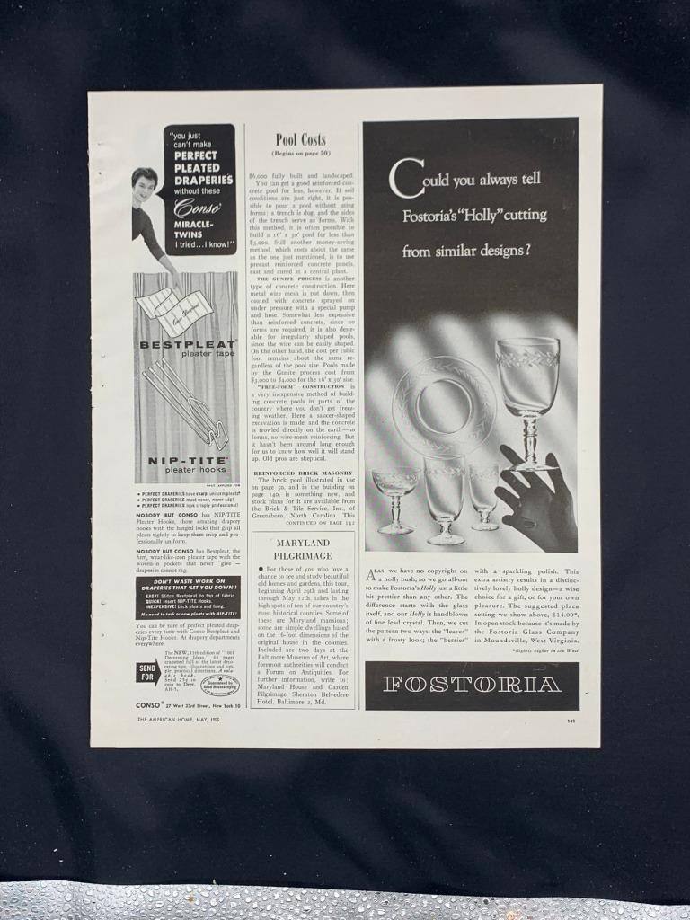 Magazine Ad* - 1955 - Fostoria Glass - Mid Century Modern - \