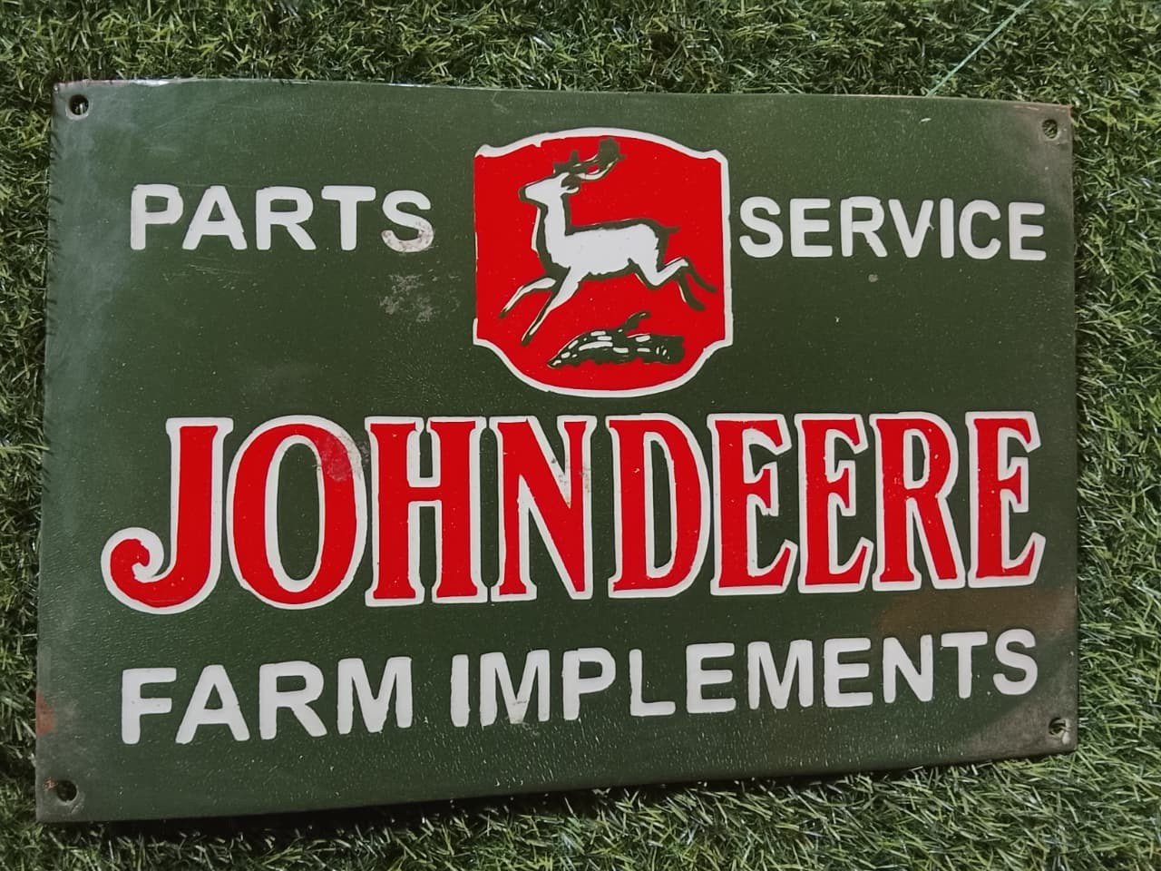 John Deere Porcelain Advertising Sign 12\'\' Inches