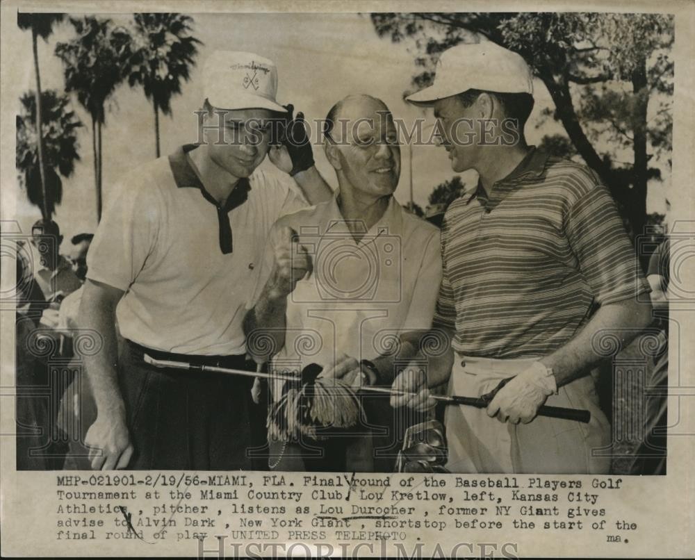 1956 Press Photo Lou Kretlow, Kansas City, Lou Durocher, Alvin Dark, New York