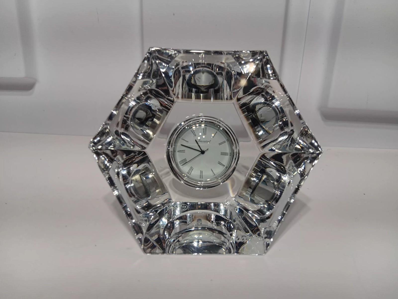Baccarat Malmaison Abysse Desk Clock Hexagon🚩Read